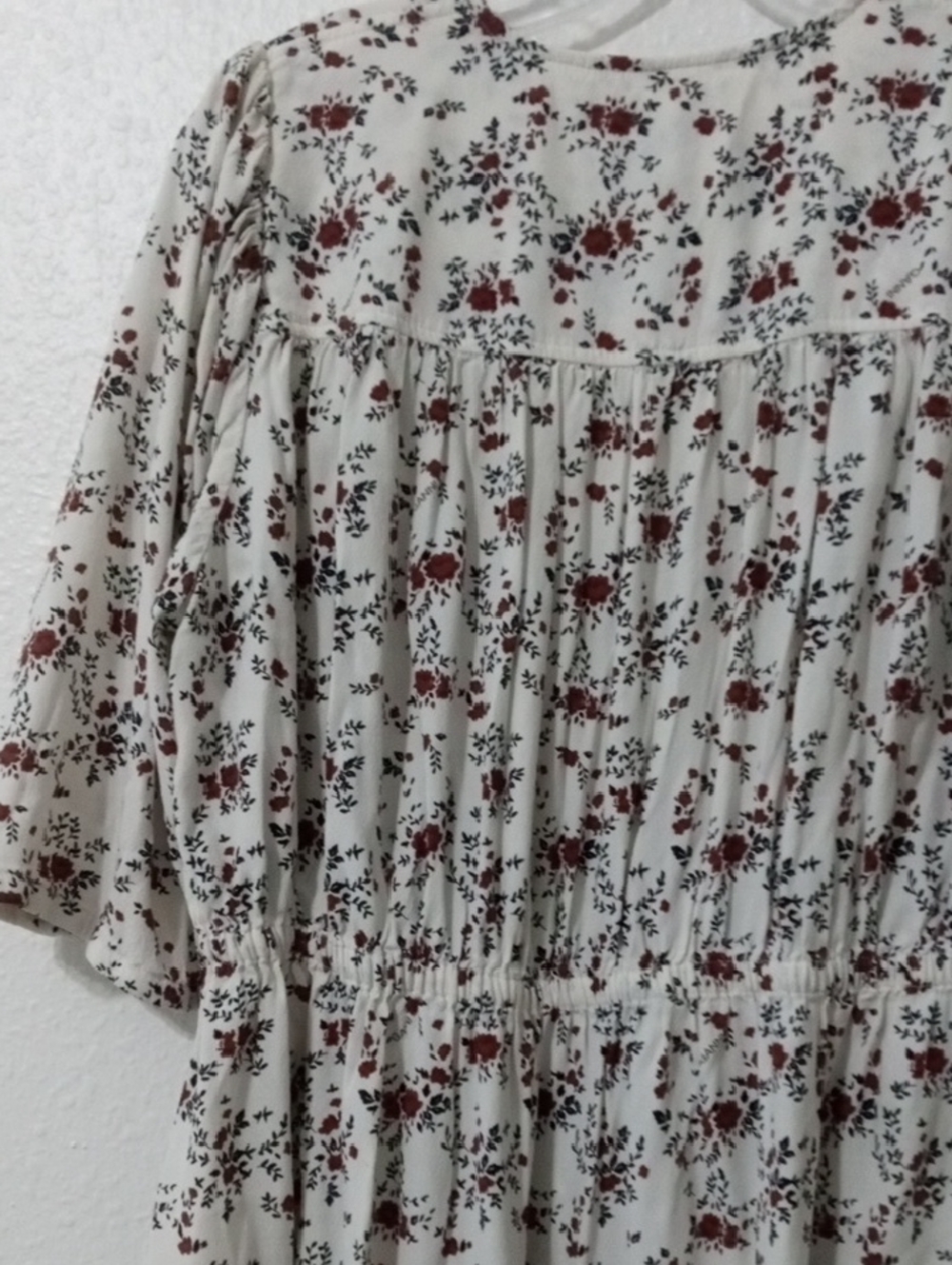 Ganni Cream Mini Dress with Brown Floral Print - Picture 6 of 7